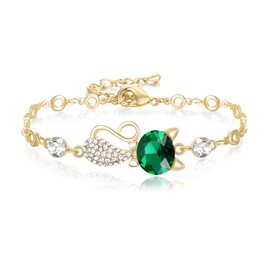 Clearine Cat Bracelet Crystal Charm Cute Adjustable Bracelet for Animal Lovers Women Girls, Crystal, No gemstone