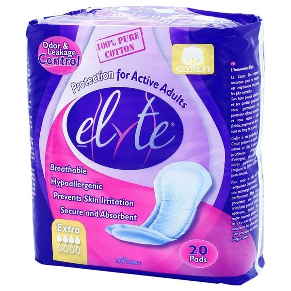 Elyte Cotton Incontinence Pads, Extra, Case/120 (6/20s)