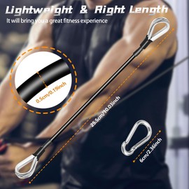 AccEncyc Cable Attachments for Gym, 2PCS Gym Cable Extension Compatible with Gym Accessories, Gym Cable Machine for LAT/Tricep Pull Down, Leg Extensions Machine (10inch)