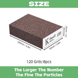 HXJDAM Pack of 8 sanding sponge, sanding sponge, wood, 120 grit, sanding block, sandpaper, wood, washable and reusable for polishing various materials