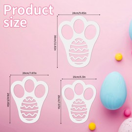 6pcs Easter Bunny Footprint Stencils, 3 Sizes Bunny Paw Print Stencil Reusable Rabbit Feet and Easter Eggs Template DIY Crafts for Painting Canvas Wood Wall Decor
