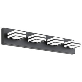 Ralbay Modern LED Bathroom Vanity Lights 4 Lights LED Black Bathoom Wall Lighting Over Mirror Up and Down Acrylic Matte Black Vanity Lights