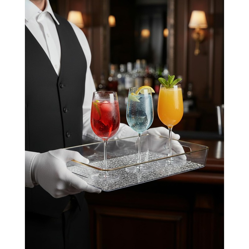 Clear Acrylic Tray, 6 Pack Acrylic Serving Trays Deep Serving