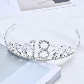 winvin 18 Years Old Quinceanera Girls Crown Eighteen Birthday Tiara Headgears Gifts For Girls Party Favors Supplies and Decorations