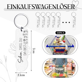 Hestya Pack of 20 Acrylic Shopping Trolley Token Keyrings "Schön, dass du da bist" - Ideal as a Guest Gift for Weddings, Christenings, Christmas, Birthdays, Confirm
