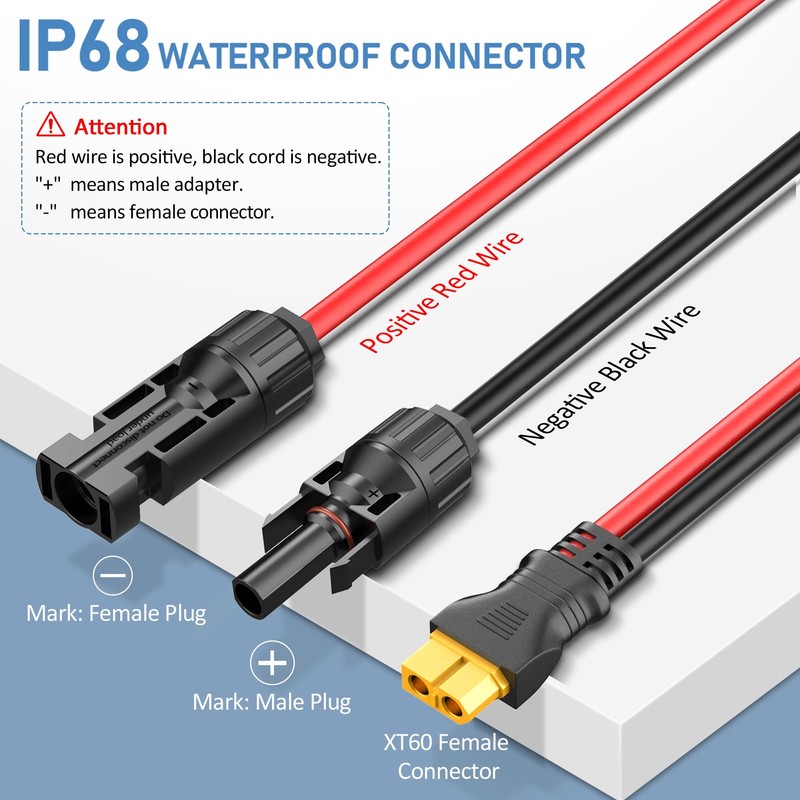 Gonifeto Solar Connector to XT60 Cable (10AWG 2ft), Solar to