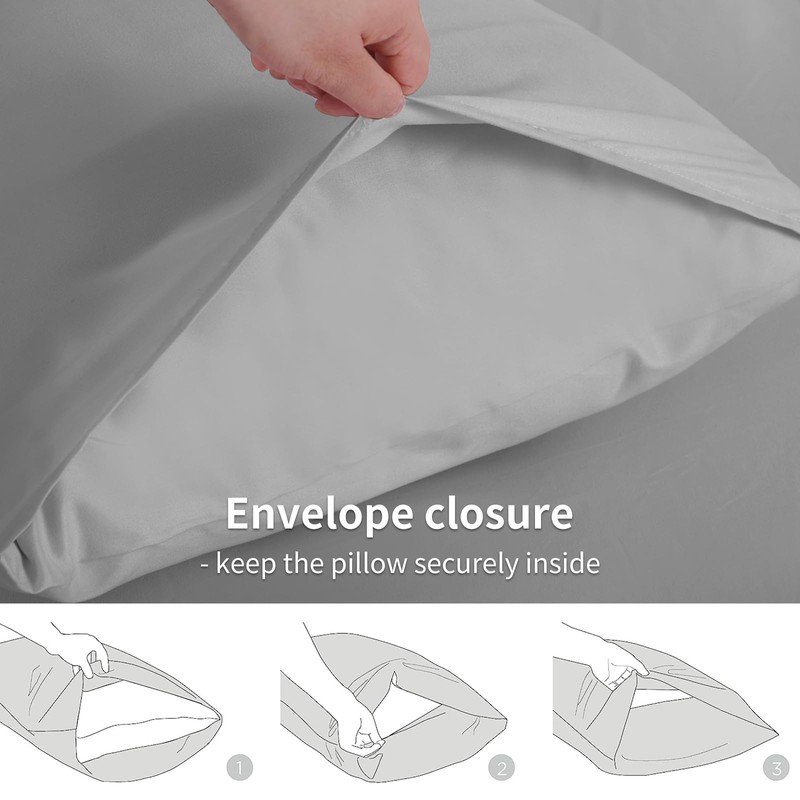 RUIKASI Housewife Pillowcases 2 Pack - Light Grey Standard 50x75
