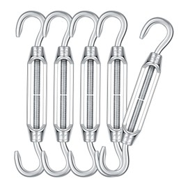 Hook & Hook Turnbuckles Twours 304 Stainless Steel Heavy Duty Turnbuckle Wire Rope Cable Tensioner Adjustable C to C Turnbuckle for Shade Sail (5/32" (M4) - 5PCS)