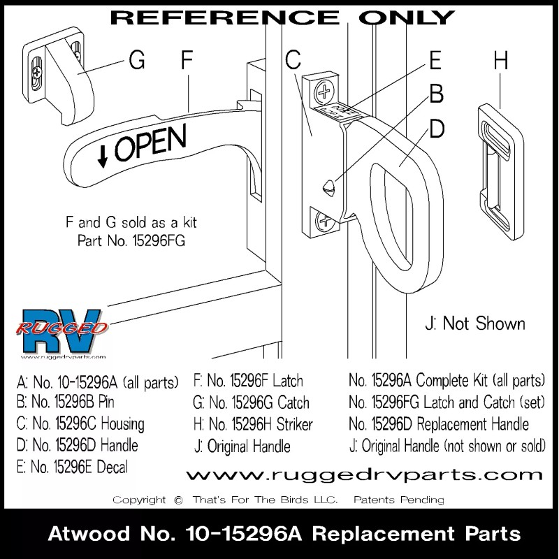 Rugged RV Parts Atwood style RV Camper interior screen door