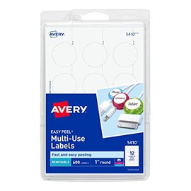 Avery Self-Adhesive Removable Labels, 1-Inch Diameter, White, 18 Packss (5410)