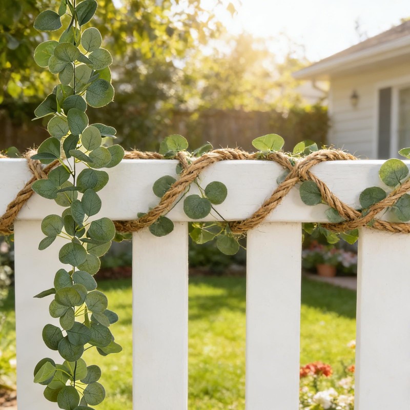 2 Pack Natural-Looking Eucalyptus Garland 5.9 Ft Artificial Eucalyptus Leaves