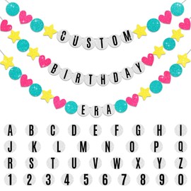 Generic DIY Friendship Bracelet Birthday Banner,Colorful Glitter Banner for Birthday, Custom Name Age Numbers 0 to 9 Friendship Bracelet Birthday Banner for Birthday Party Decorations