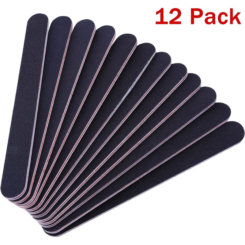BANSHAN 12 PCs Professional Nail Files Double Sided Emery Boards