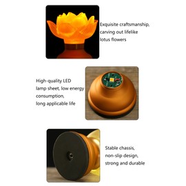 1Pair - LED Glazed Lotus Buddhist Lamp, Light offering Before Buddha, USB Rechargeable Lotus Light, Temple Decoration & Faith Supplies - 3.5 inches