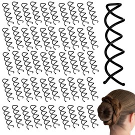 DOKLY 50 Pack Spiral Hair Pin Spin Pin Spiral Hair Clip Spin Clip Bun Stick Pick for DIY Hair Style(Black)