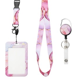 DAWRIS Retractable Badge Holder with Lanyard Teacher Lanyard ID Card Holder with Reel and Adjustable Lanyards ID Badge Holder Lanyards Badge Reel for Women Nurse Teacher Office