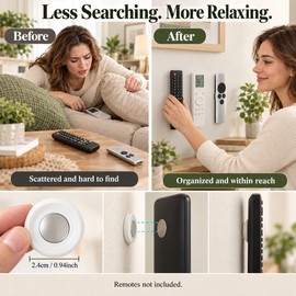 3pcs No Drill Magnetic Remote Holder - Wall Mount for TV/AC Remotes, White Space-Saving Design