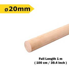 HOME CENTRE 1x Beech Wood Dowels Smooth Rod Pegs 1m x 20mm Craft Sticks DIY Long Wooden Dowel Woodcraft