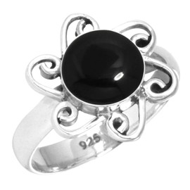 Jeweloporium 925 Sterling Silver Ring for Women Size Z Genuine Black Onyx Stone Solitaire Silver Ring Easter Gift Costume Jewelry