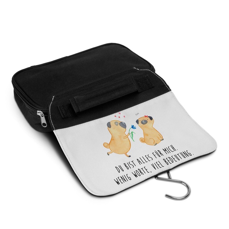 Mr. & Mrs. Panda Toiletry Bag Pug in Love, brown,