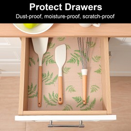 Cooyes Shelf Liners for Kitchen Cabinets Refrigerator Liners Waterproof & Oil-Proof Kitchen Cupboard Liner Drawer Mats EVA Material Non Adhesive Fridge Liner for Shelves