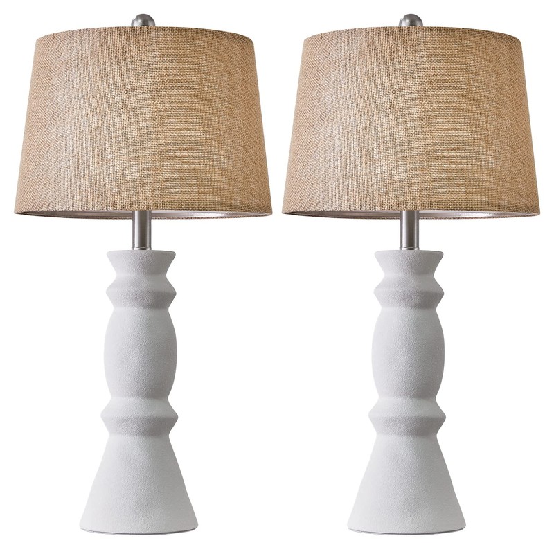 Oneach 25.75'' Farmhouse Ceramic Table Lamp for Living Room White