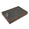 Pin Display Case Large Black PU Leather Dustproof Glass Widely