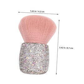 Baluue Pink Mushroom Makeup Brush with Shiny Rhinestones Soft Fluffy Nail Duster Brush for Nail Powder Removal Versatile Manicure Tool for Beginners and Professionals