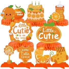 9 Pcs Little Cutie Baby Shower Decorations Honeycomb Centerpieces A Little Cutie Is On The Way Baby Shower Table Decorations