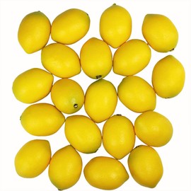 20 pcs Fake Lemons Decorations Faux Fruits Artificial Yellow Lemons for Lemon Wreath Garland Lemonade Party Kitchen Table Summer Spring Décor Fruit Bowl Vase Fillers Photography Props