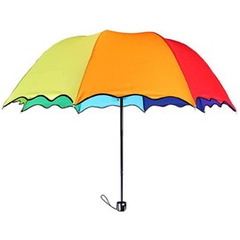 Ruoxian 8 ribs 8 Colors Rainbow Umbrella Portable Tri-Folded Rainy and Sunny Days Umbrella (Manual)