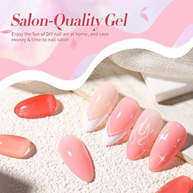 Born Pretty- Juego de esmaltes de uñas en gel transparentes de color rosa nude con gelatina transparente