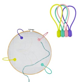 4 pcs Magnetic Needle Minders Silicone Fabric Clips, Macron Color Magnetic Needle Keeper Needle Nanny for Cross Stitch Embroidery Needlework Accessories Cross-Stitch Gift