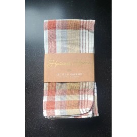 Arlee Home Fashions Harvest Home KENSINGTON PLAID  19"x19" Cotton Napkins  (Z5A)