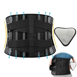 LHMNLU Cinturón de soporte de cintura para hombres y mujeres, soporte de espalda ajustable con almohadilla lumbar extraíble, cinturón de soporte de...