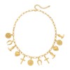 HolidayQbee Gold Charm Necklace For Women Trendy Cross Puffy Heart