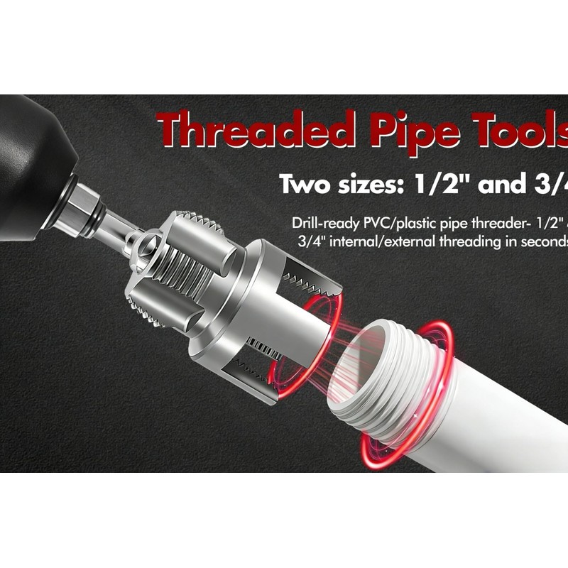 PVC Pipe Threader 3PCS Set, Internal & External Threading Tool