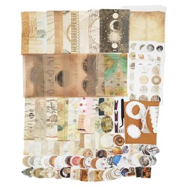 251PCS Vintage Scrapbook Supplies Pack, Scrapbooking Paper and Stickers Ephemera Bundle Junk Journal Kit for Art Aesthetic Journaling Collage Decoupage Craft (Space)
