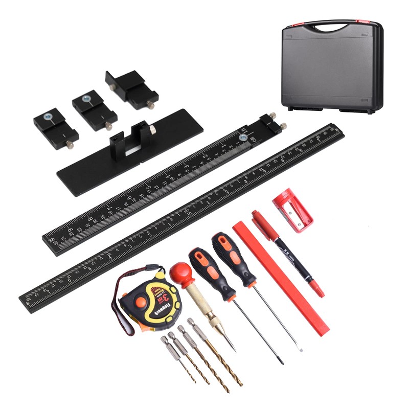 Fingwerk 14-Piece Cabinet Hardware Jig Tool Set, Aluminum Alloy Cabinet