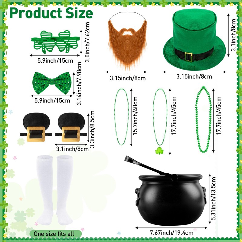 Capoda 12 Pcs St Patrick's Day Leprechaun Costume Men's Leprechaun