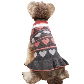 Jecikelon - Suéter para perro, Suéter largo con cuello alto, Cálido para invierno, Cachorro, Gris, XS (11-13 pulgadas)