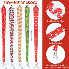 Kingdder 18 Pcs Christmas Holiday Lanyards for ID Badges ID Tag Name Badge Lanyard with Swivel Hook Lobster Claw Christmas Lanyard Winter Keys Lanyard Bulk Neck Office Cruise Lanyard