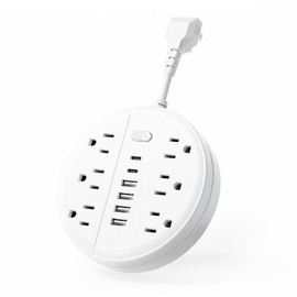 Flat Plug Power Strip Surge Protector, Chiefway Outlet Extender with Multiple Outlets, 6 AC Outlets, 4 USB Ports, 2 USB C & On/Off Switch, Short Extension Cord for Home Room Dorm Essentials, Travel RV