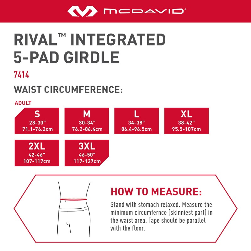 McDavid MD7414-80002-AL Rival Integrated 5-Pad Girdle Grey AL