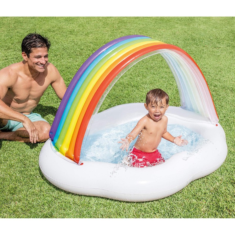 Intex 57141EP Round Inflatable Rainbow Cloud Outdoor Baby Pool for