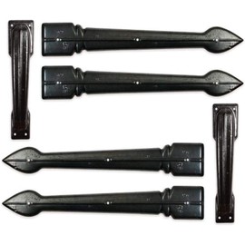 Coach House Traditional Décor Garage Door Hardware - Black Carriage Handles & Decorative Hinges - Easy Install Accents - Made in USA
