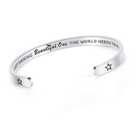 SAM & LORI Teen Gifts Inspirational Bracelets for Teenage Idea Women Cuff Confirmation Daughter Graduation Gift for her Valentines Christmas Day Easter Stocking Stuffers Keep Shining Beautiful One