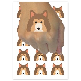 Peeking Collie Dog Temporary Tattoo Water Resistant Fake Body Art Set Collection - 15 2" Tattoos (1 Sheet)