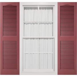 12"W x 25"H Mid-America Vinyl, Standard Size Cathedral Top Center Mullion, Open Louver Shutter, w/Installation Shutter-Lok's & Matching Screws (Per Pair), 078 - Wineberry