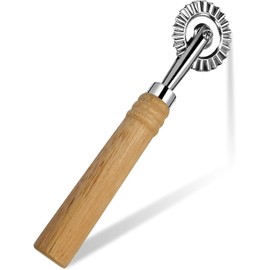 Ravioli Cutter Wheel, Pasta Cutter Wheel with Wooden Handle and Fluted Ravioli Crimper Cutter Pizza Dumpling Lace Making Noodle Dough Cutter Roller Pastry Cutter Tool for Home and Kitchen